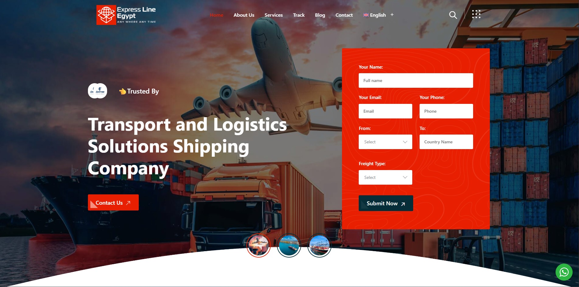 تطوير موقع شركة شحن